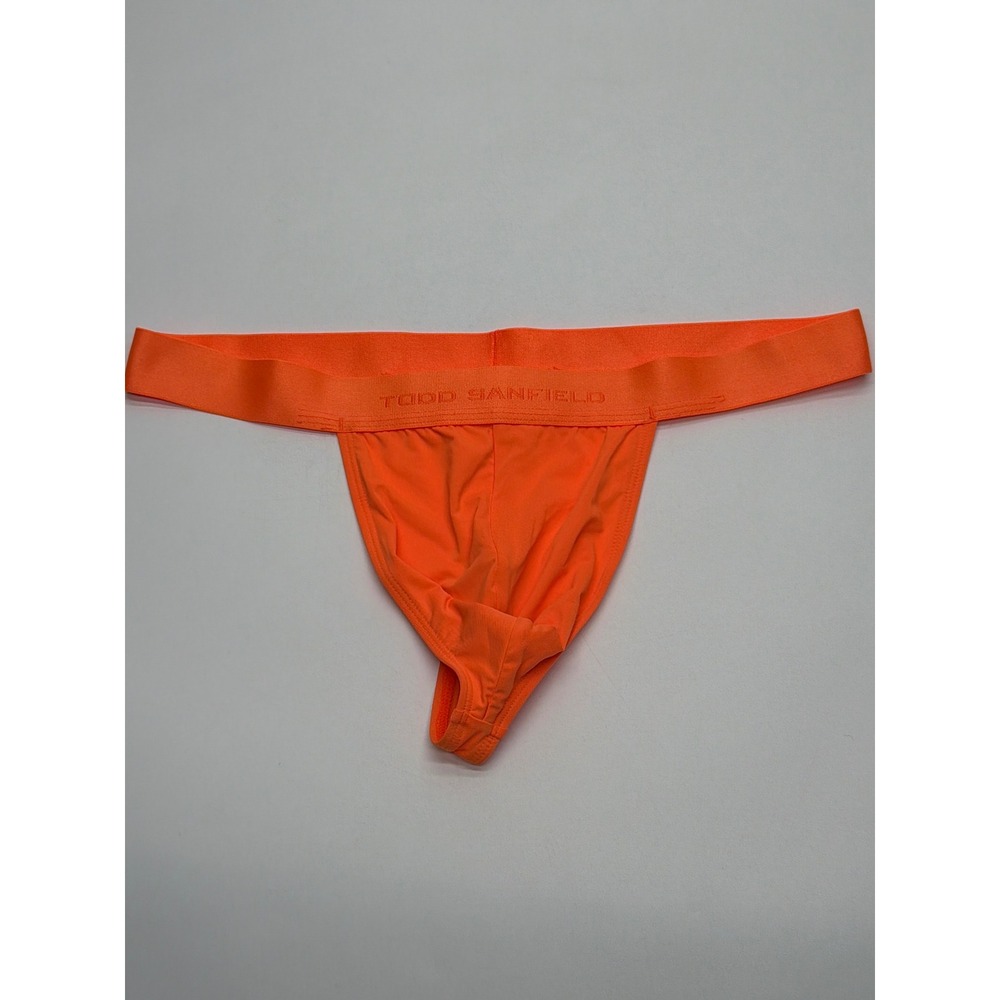 Todd Sanfield Mens Neon Orange Jockstrap Athletic Supporter Logo Waistband